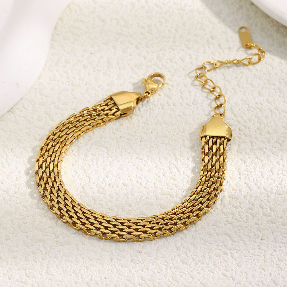 Bracciale geometrico minimalista placcato oro 18 carati in acciaio inossidabile alla moda da donna