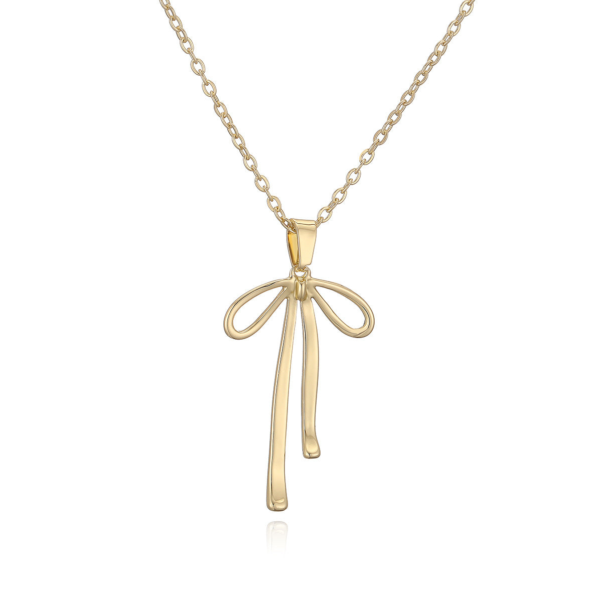 Collana da donna minimalista a forma di fiocco con base in rame e placcatura in oro vero