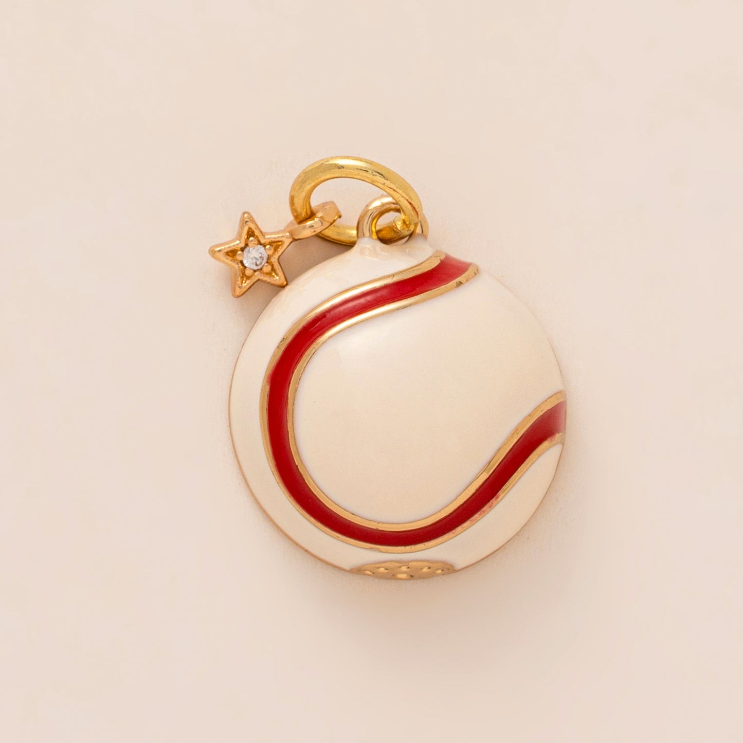Vintage Sporty Gold Plated Brass Ball Chain with Stainless Steel Cartoon Pendant Charm Bar