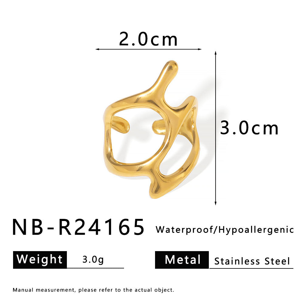 Minimalist Geometric Stainless Steel Adjustable Ring with Plated Finish for Unisex Wear
