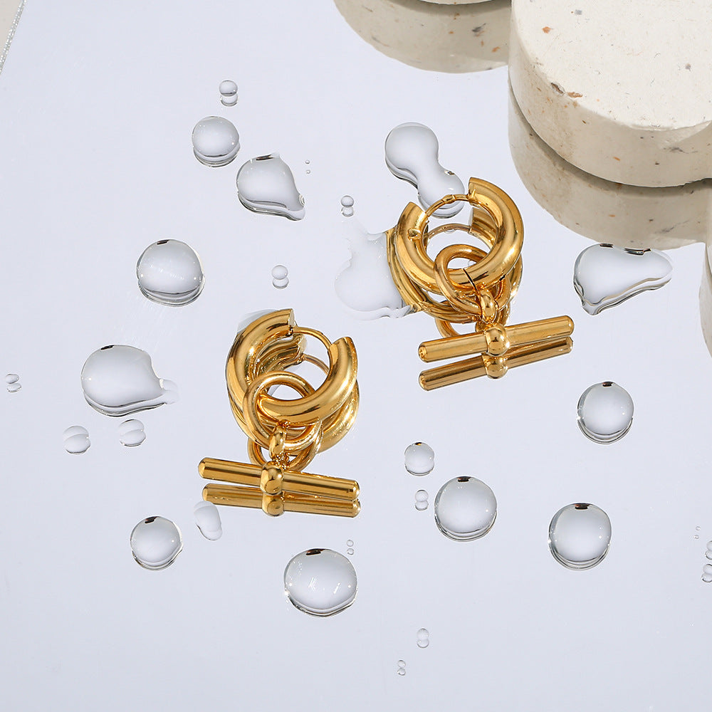 Collana a catena cubana in acciaio inossidabile geometrica minimalista con finitura galvanizzata da donna