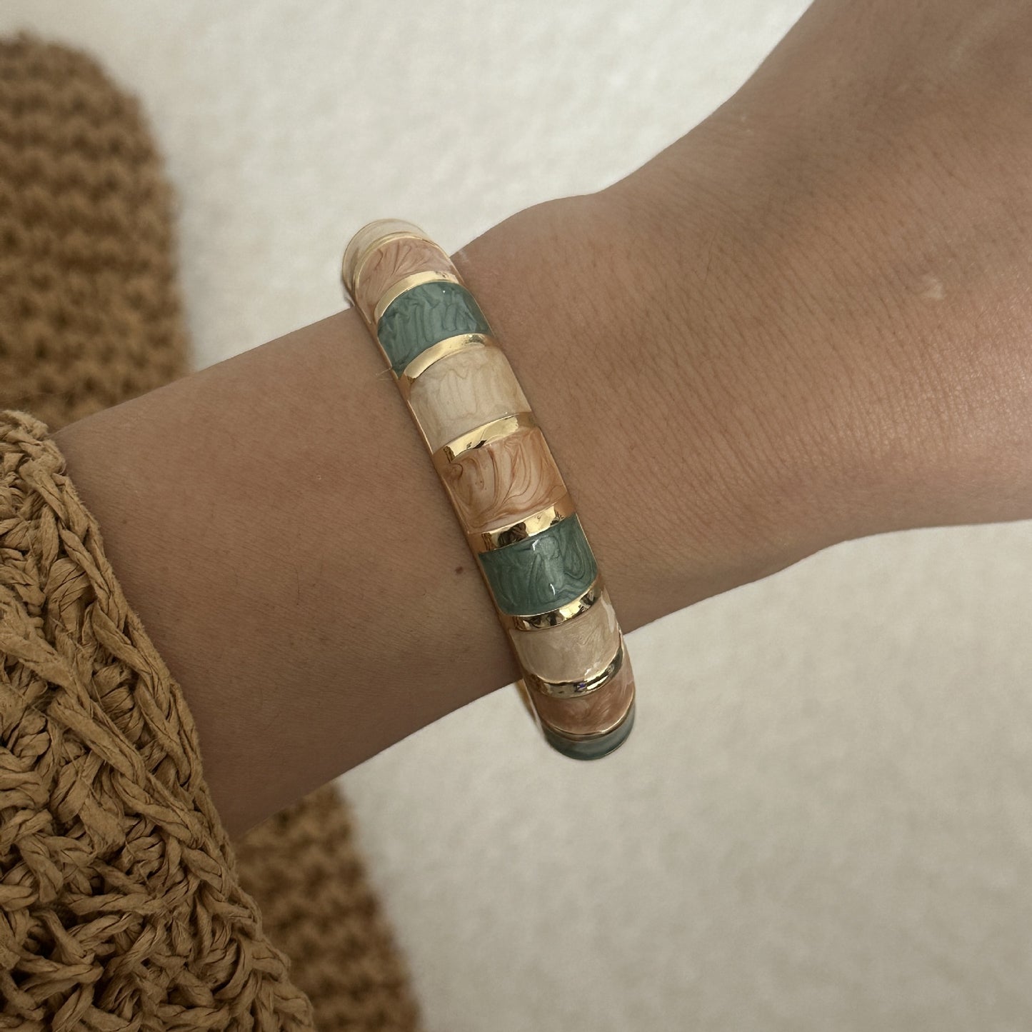 Bohemian Ethnic Multi-Color Drip Oil Enamel Geometric Gold Plated Alloy Bracelet