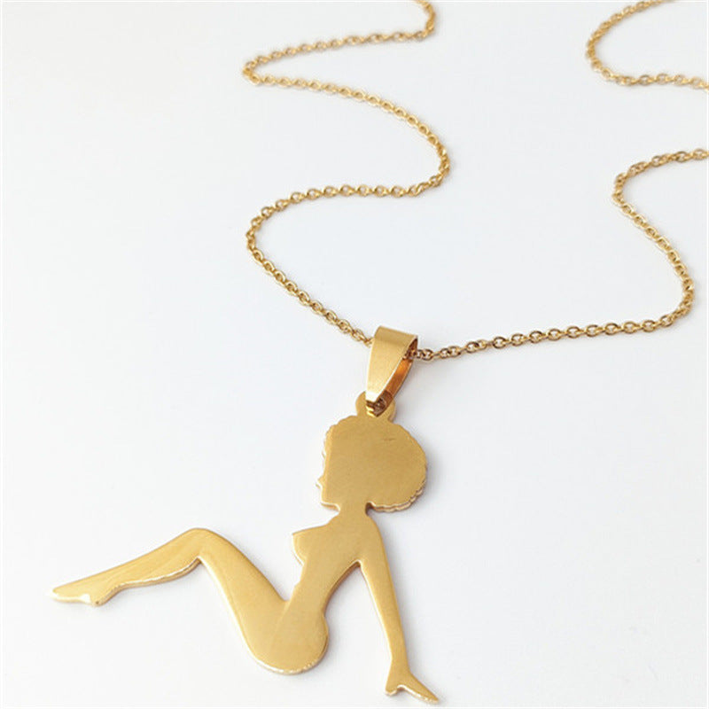 Minimalist Geometric Pendant Necklace for Women in Stainless Steel with Titanium Steel Charm and Plated Finish
