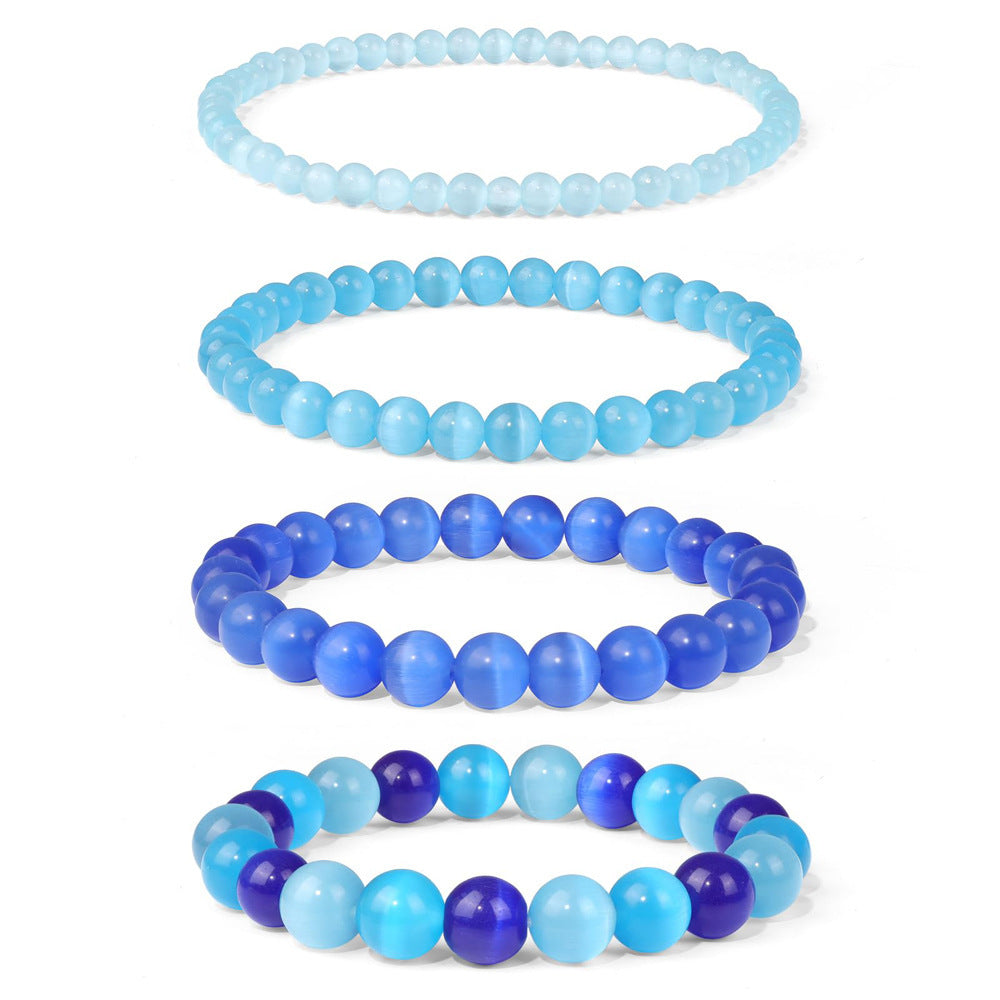 Geometric Natural Stone Beaded Bracelet Set Unisex Handmade Jewelry