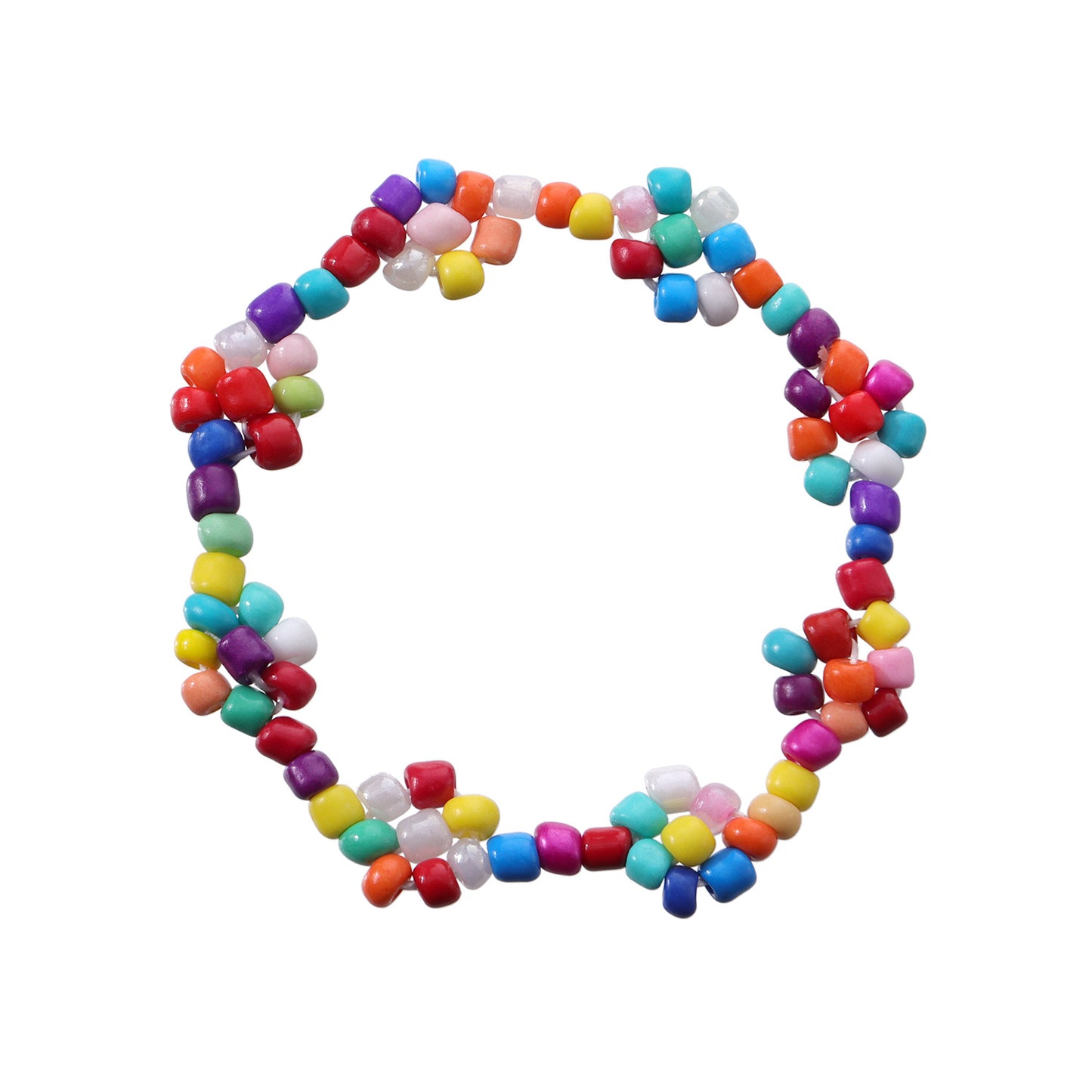 Floral Pattern Elastic Braided Beaded Bracelet for Women with Miyu Beads