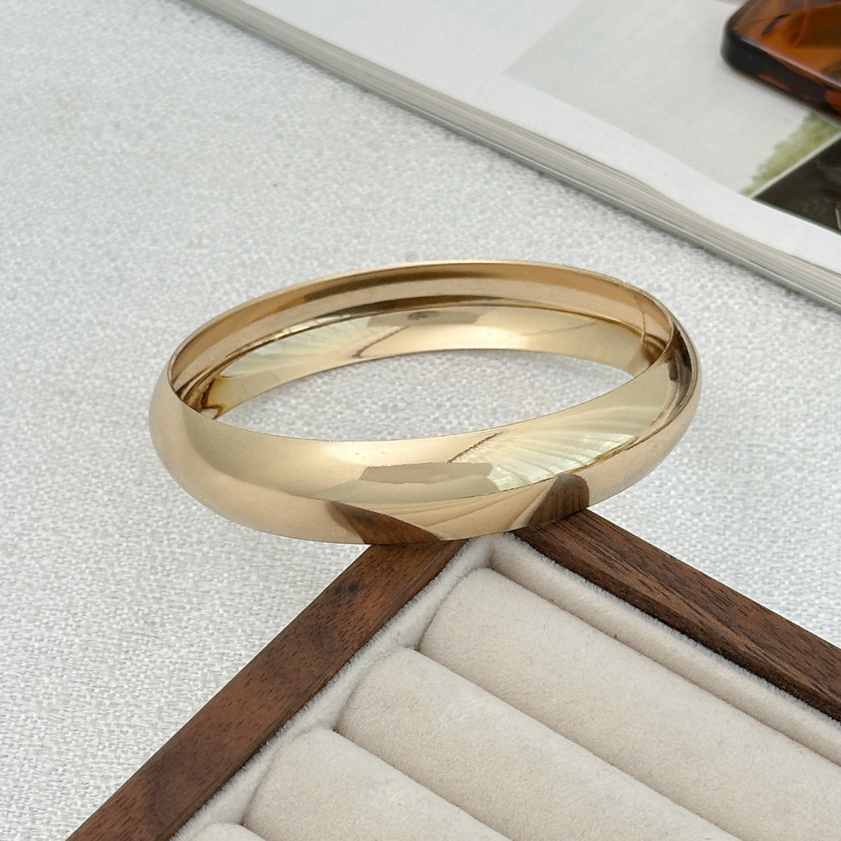 Exaggerated Round Geometric Plated Alloy Wide Cuff Bracelet for Women