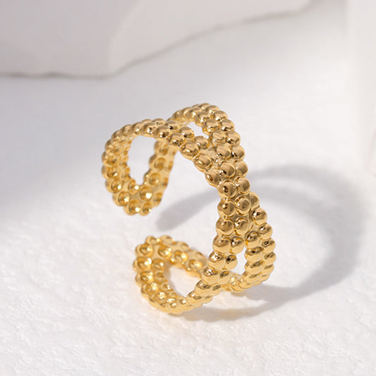 Anillo Abierto Ajustable Minimalista Geométrico de Acero Inoxidable para Mujer con Acabado Chapado