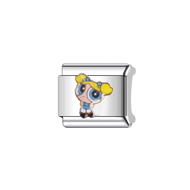 Sweet Cartoon Plated Stainless Steel DIY Charm Bar Bracelet Unisex