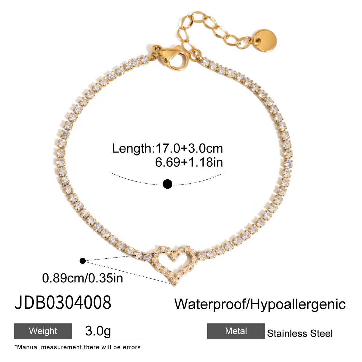 Geometric Stainless Steel Plated Bracelet with Cubic Zirconia for Women