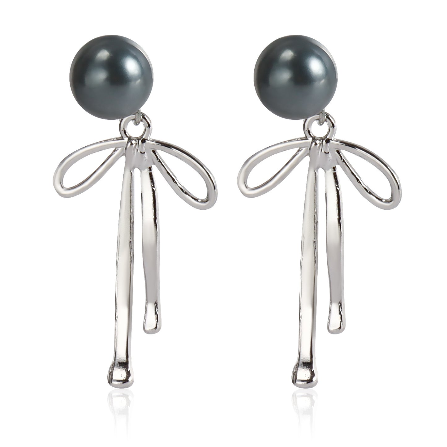 Geometric Bowknot Earrings for Women Alloy Electroplated Moon Motif Fashionable Everyday Ear Studs