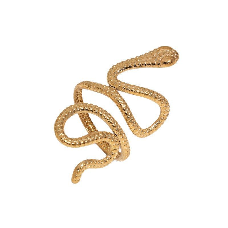 Minimalist Gold Plated Stainless Steel Snake Ring for Women