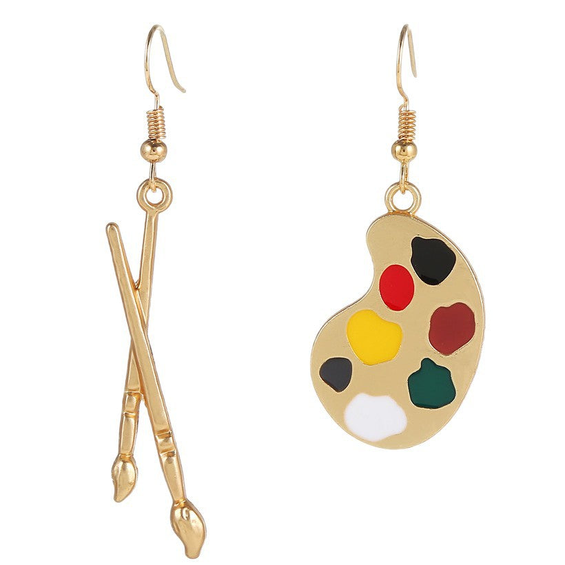 Sweet Cartoon Geometric Round Drip Oil Alloy Earrings for Women