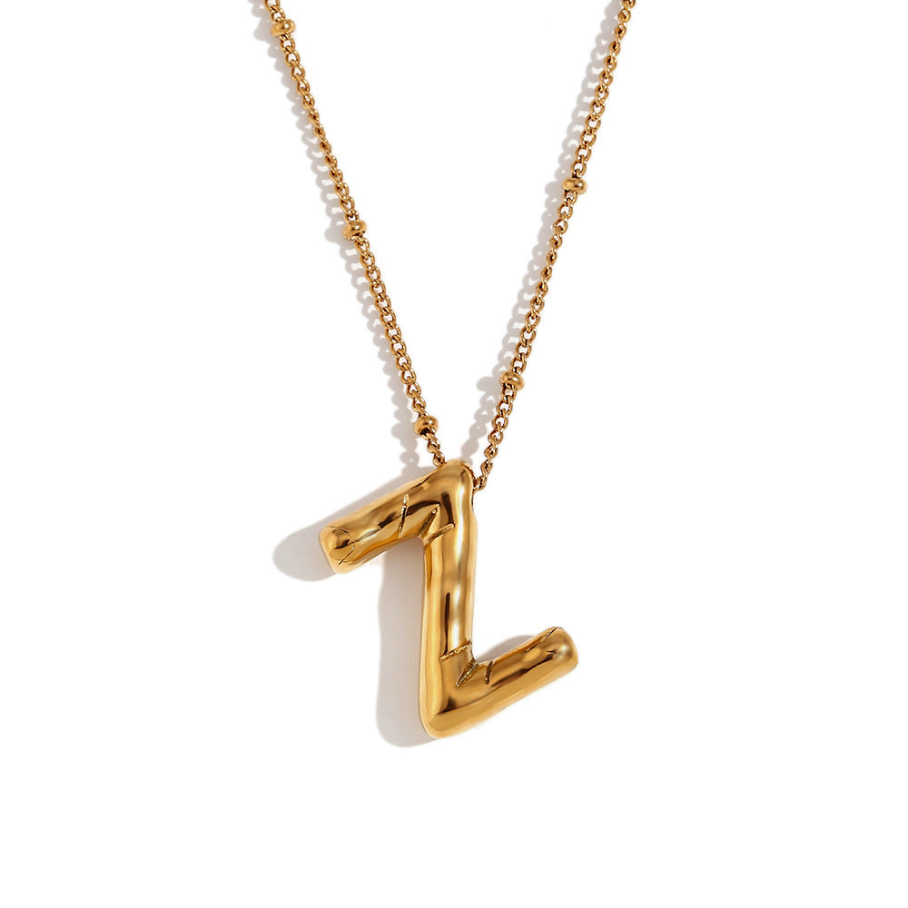 Fashionable Letter-Shaped Stainless Steel Pendant Necklace with 18K Gold Plating for Women