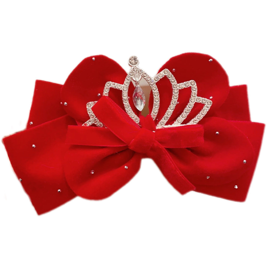 Cute Children's Bow and Crown Hair Clip for Girls in Alloy with Handcrafted Finish