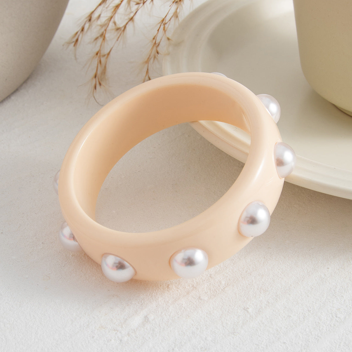 Sweet Irregular Faux Pearl Resin Plated Bracelet Set