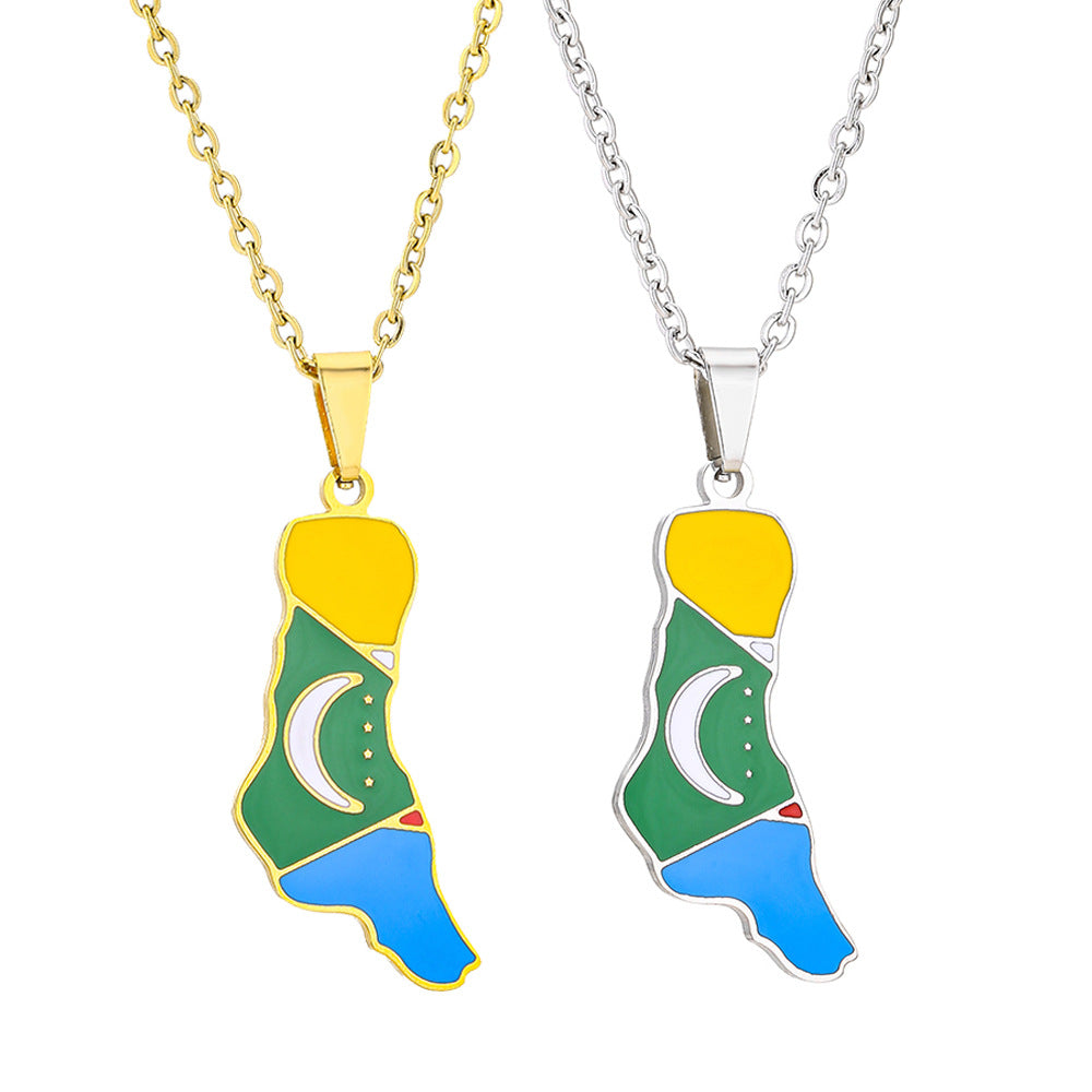 Collana con pendente geometrico minimalista in acciaio inossidabile con finitura smaltata per donna e uomo