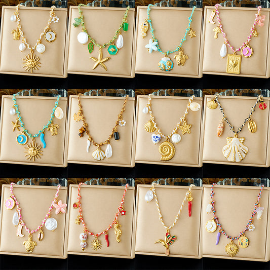 Gold Plated Stainless Steel Star and Animal Pendant Necklace for Women