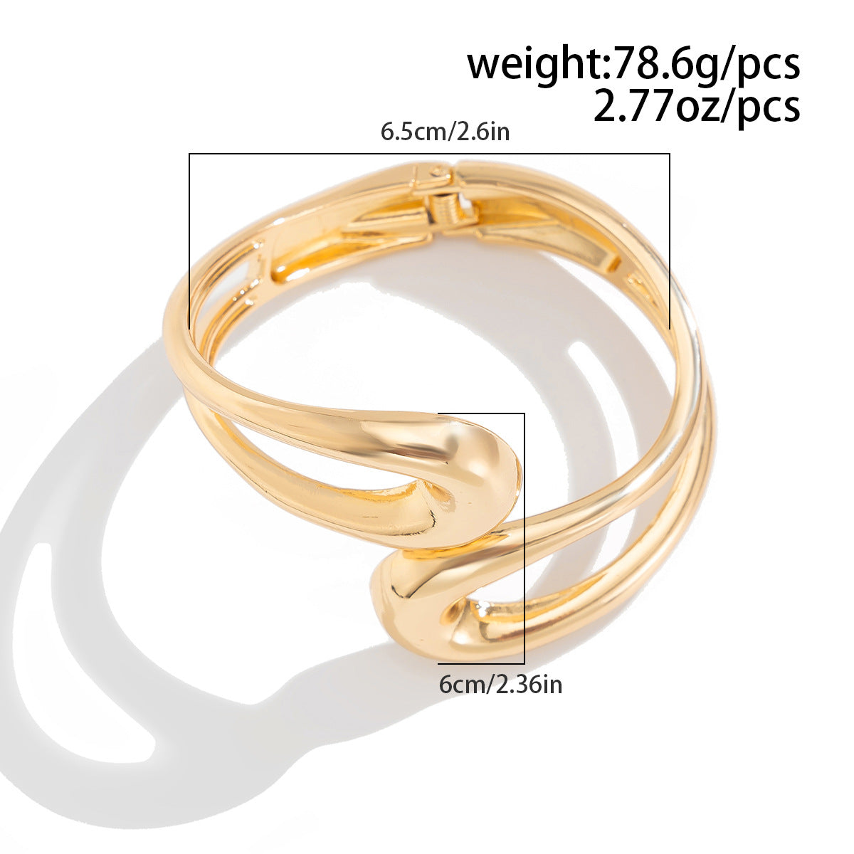 Personalized Geometric Water Drop Open Cuff Bracelet with Spring Clasp - Alloy Electroplated