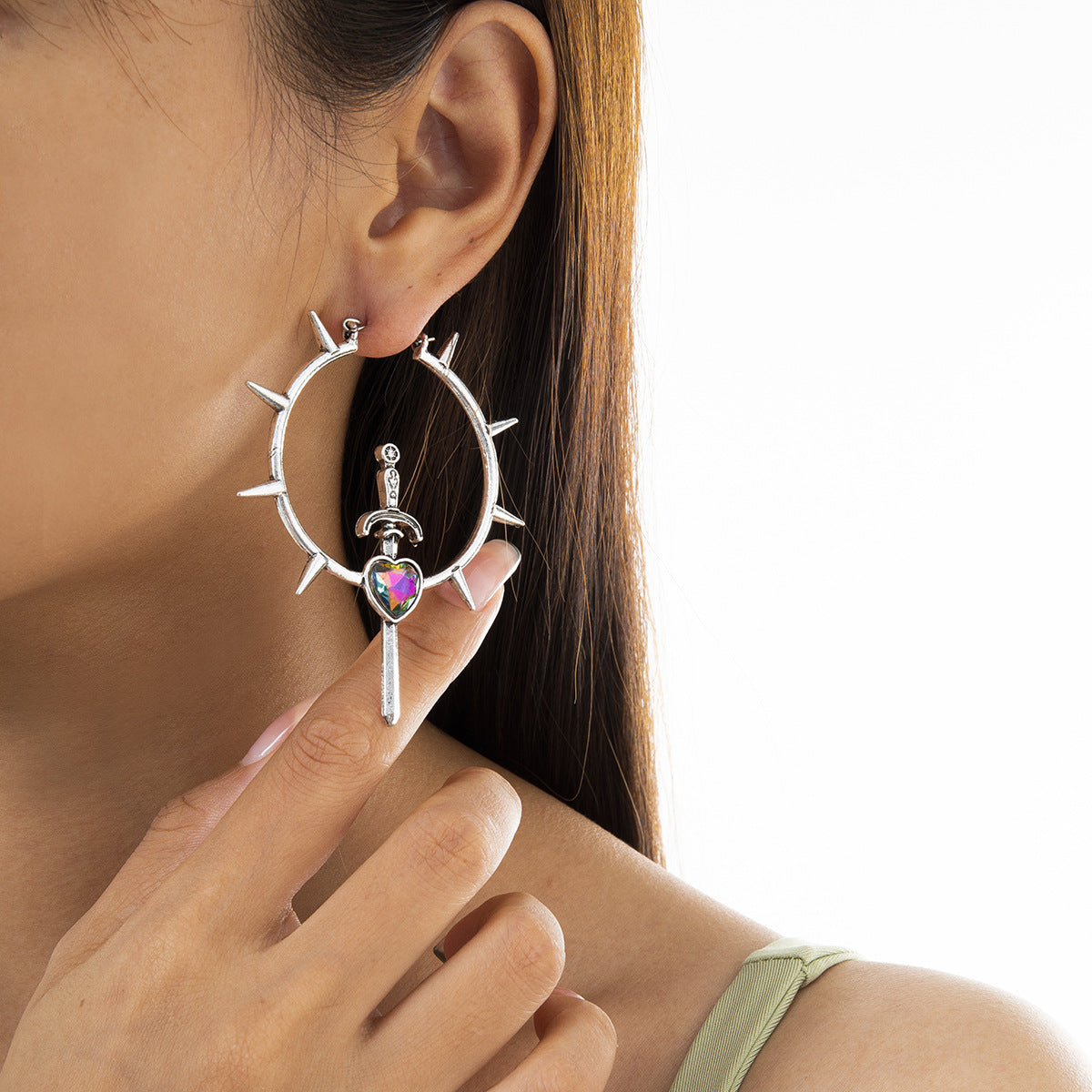 Punk Vintage Laser Heart Geometric Alloy Earrings for Women