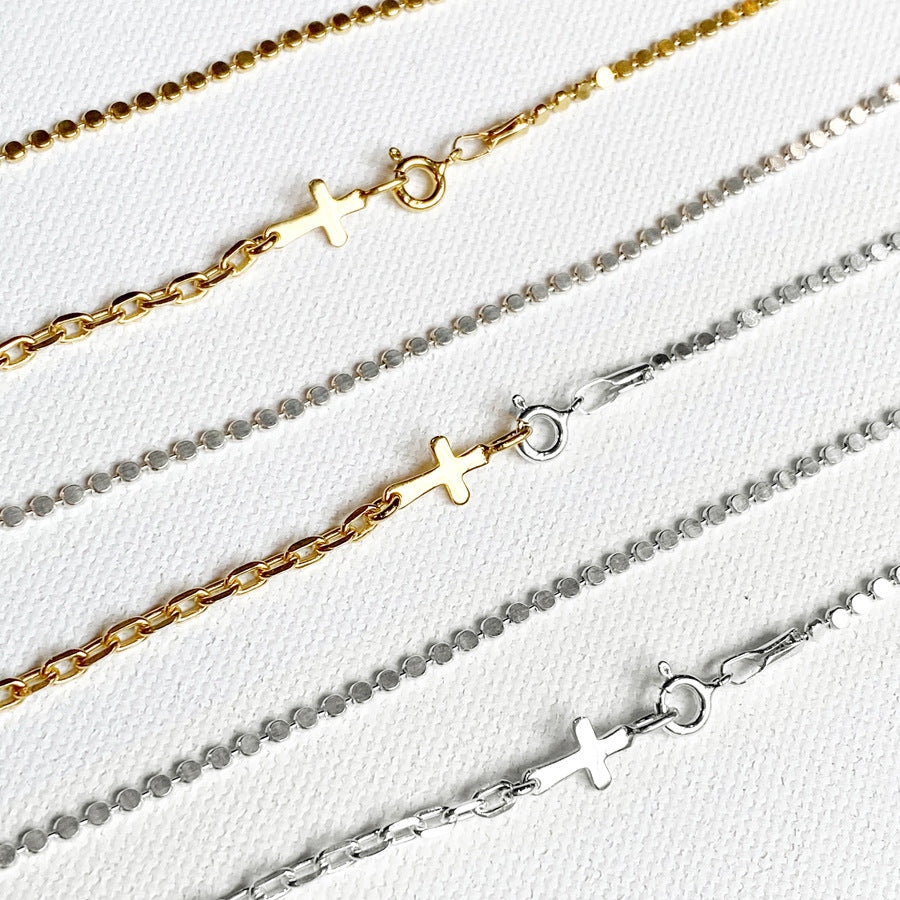 Minimalist Cross Pendant Necklace for Women in 925 Sterling Silver with Gold Plating and Geometric Design