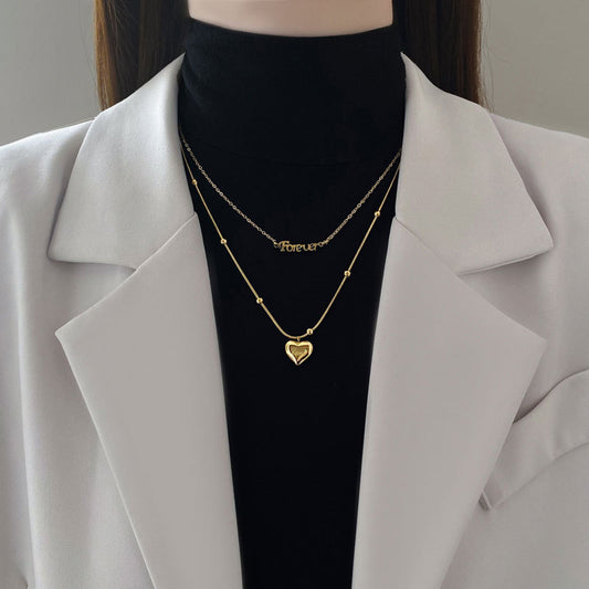 Collar Minimalista Geométrico de Acero de Titanio con Incrustaciones Doradas para Mujer, Estilo Cadena Cruzada, Accesorio de Moda para Otoño Invierno