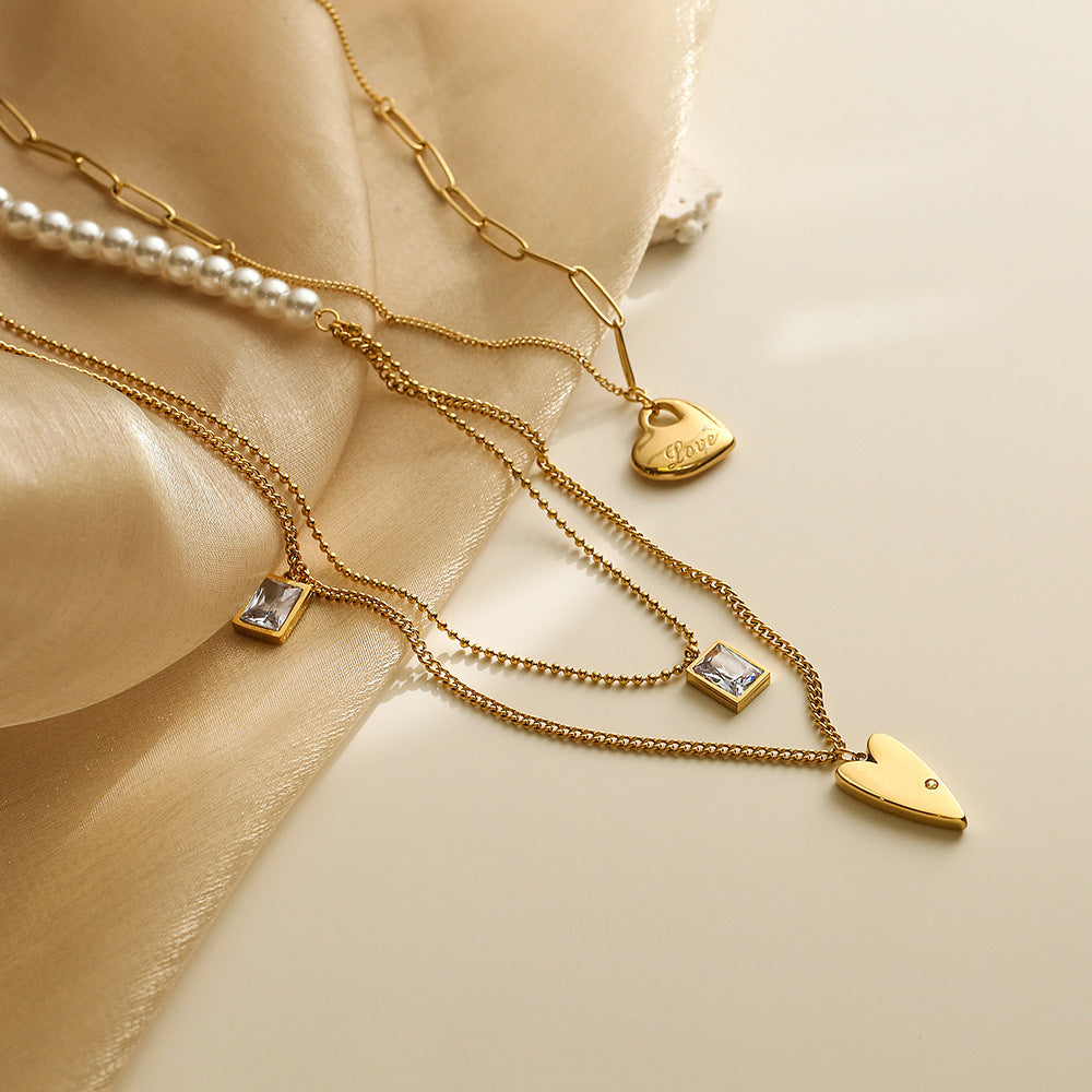 Minimalist Heart-Shaped Titanium Steel Pendant Necklace for Women with Irregular Geometric Design, Hypoallergenic Clavicle Chain