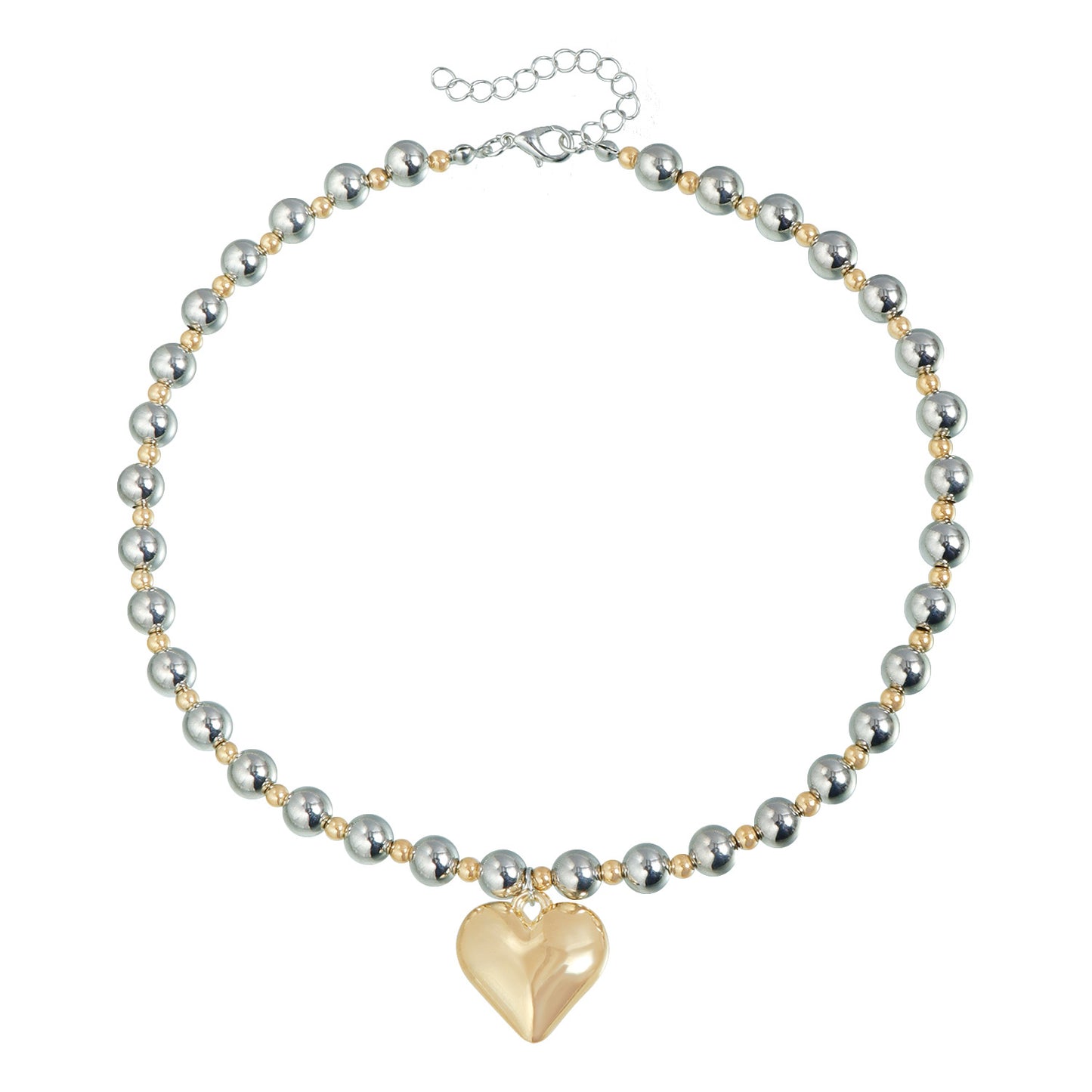 Sweet and Edgy Instagram Style Geometric Heart Pendant Necklace in Alloy with Plated Finish for Women