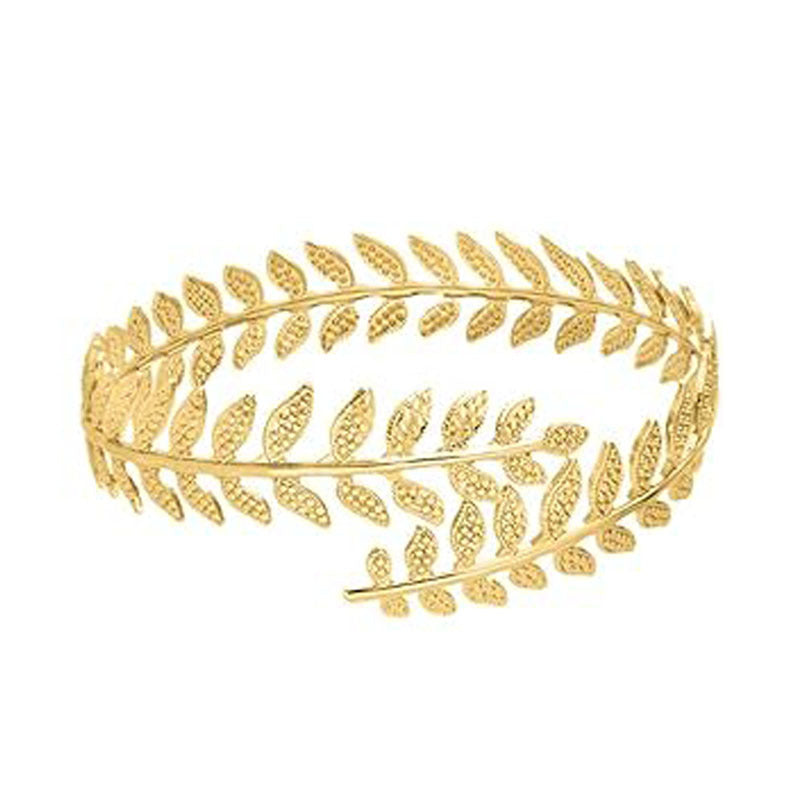 Minimalist Elegant Leaf Design Plated Iron Adjustable Arm Cuff Bracelet with Tassel