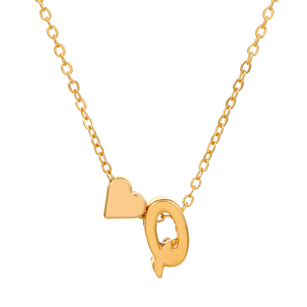 Sweet Heart Letter Alloy Plated Necklace Singapore Chain for Women