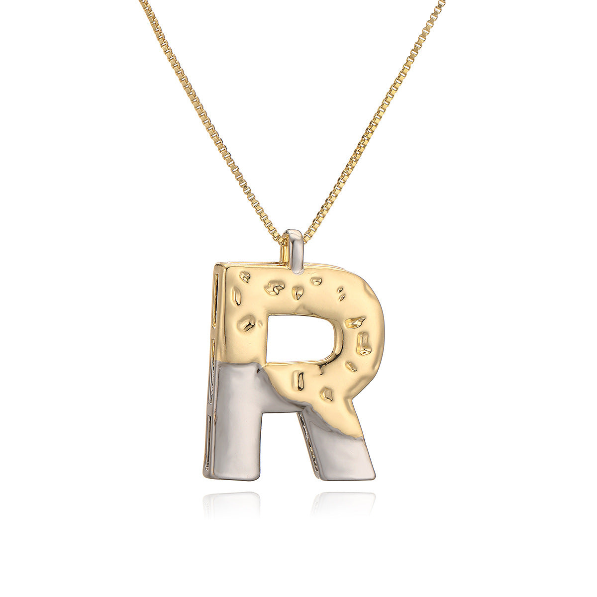 Collana con ciondolo a lettera in rame placcato oro geometrico minimalista da donna