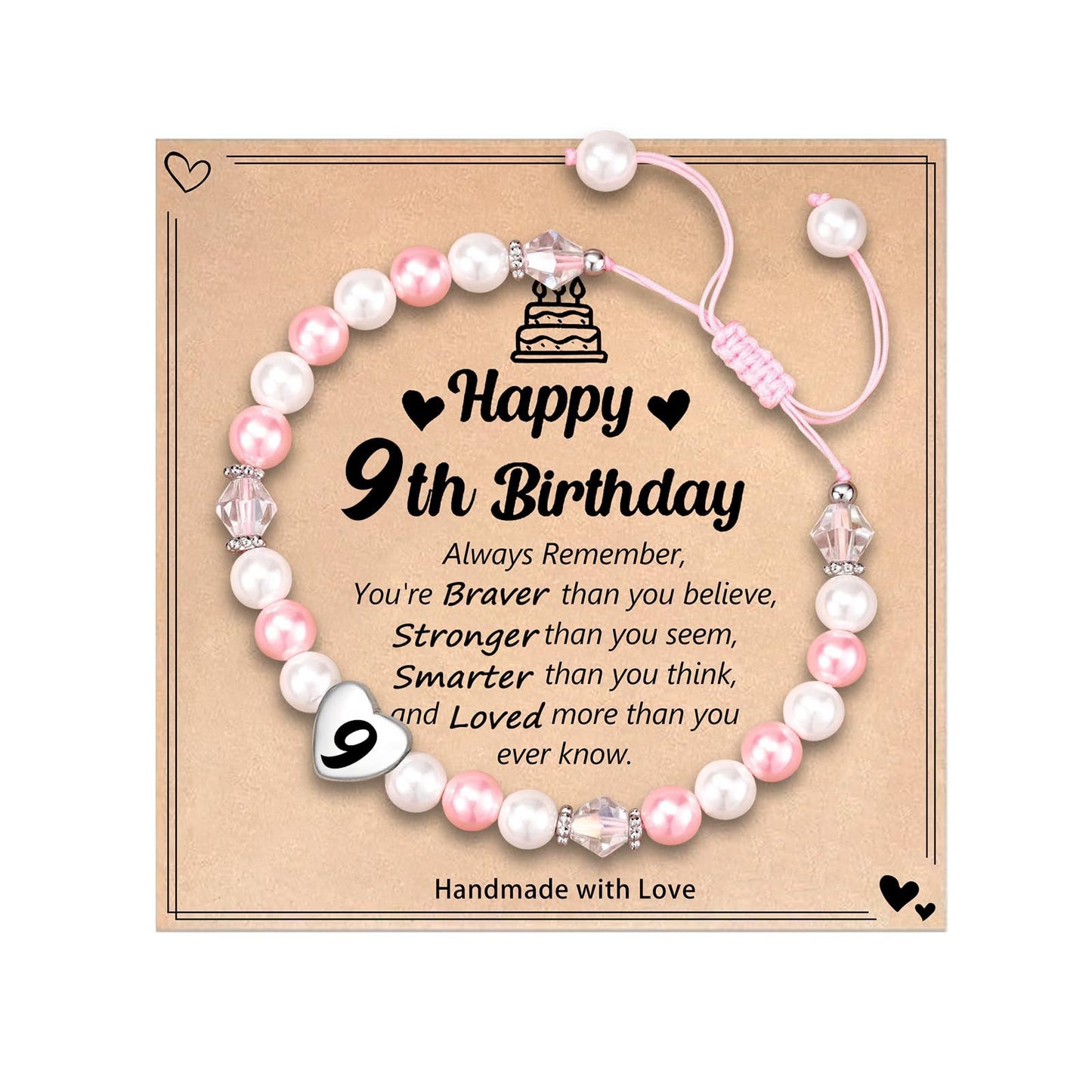 Sweet Stainless Steel Number Letter Handmade Woven Pearl Bracelet for Women