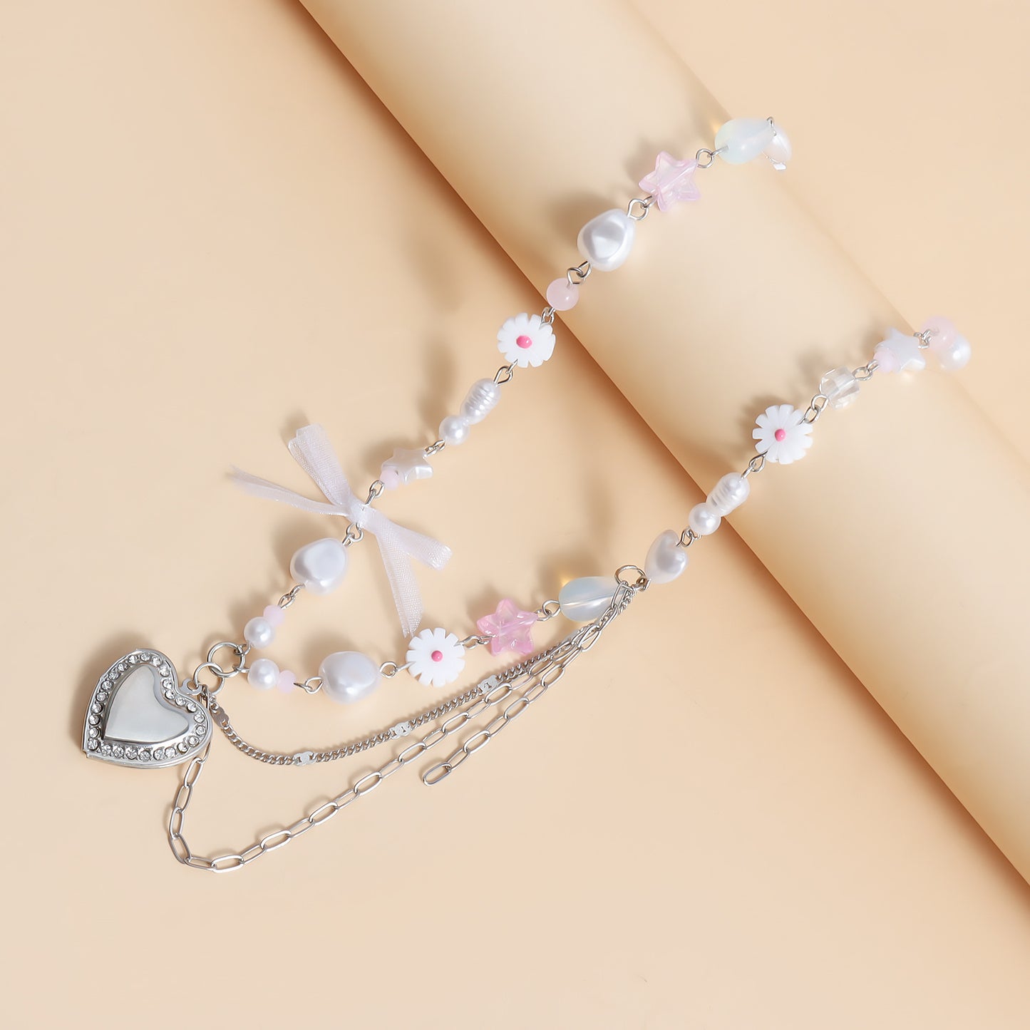 Sweet Forest-Inspired Heart Pendant Necklace in Alloy with Plated Finish for Women