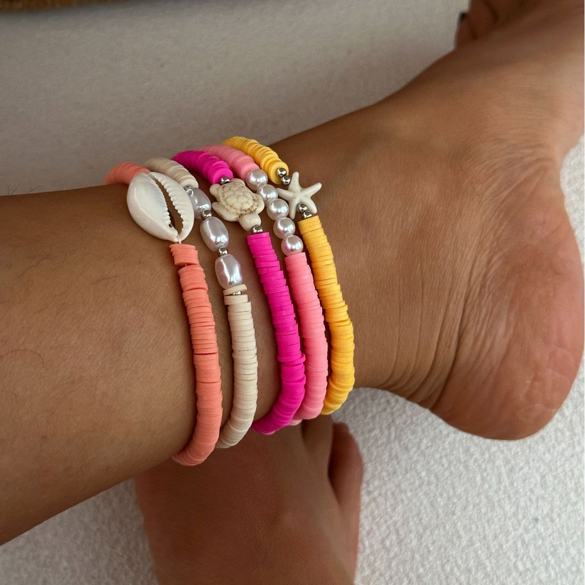 Bohemian Colorful Resin Starfish Shell Anklet for Women