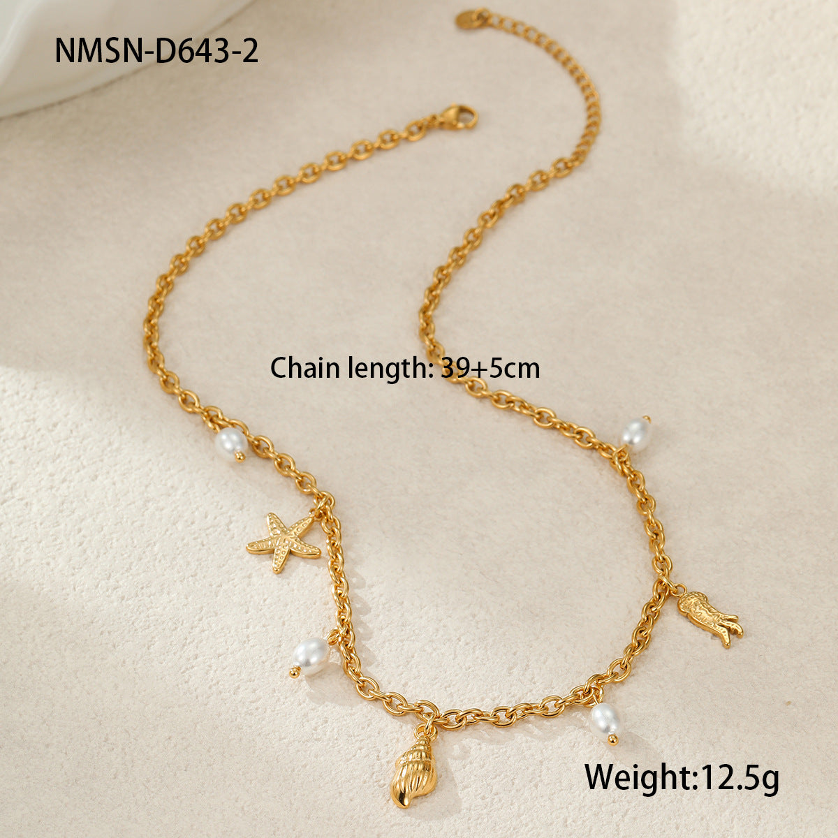 Collar de Acero Inoxidable con Diseño Geométrico de Concha y Estrella de Mar, Chapado, de Moda para Mujer