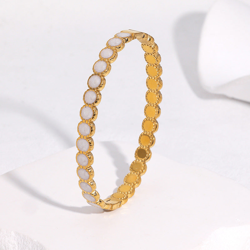 Vintage Elegant Geometric Round Gold Plated Stainless Steel Bracelet