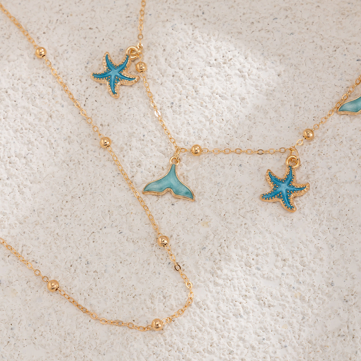 Casual Double Layer Star and Mermaid Tail Alloy Body Chain for Women