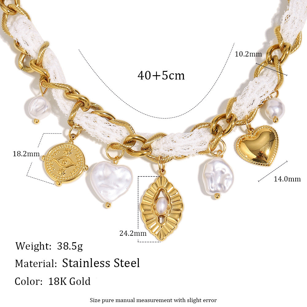 Bohemian Style Geometric Pendant Necklace for Women in Stainless Steel with 18K Gold Plating Lightweight Luxury Design
