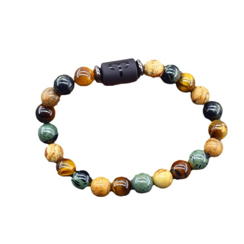 Classic Unisex Natural Stone Zodiac Beaded Bracelet
