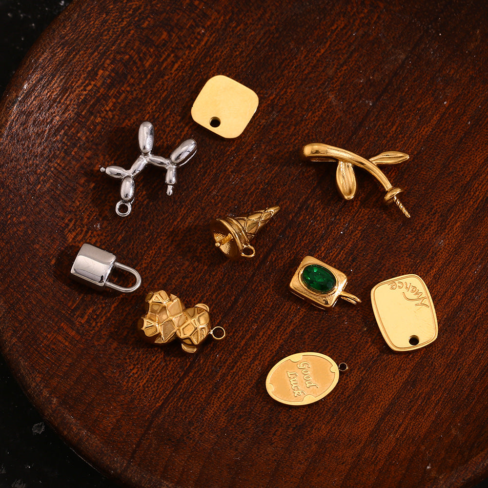 Colgante de Oso Geométrico Minimalista de Acero Inoxidable con Baño de Oro de 18K para Fabricación de Joyas DIY