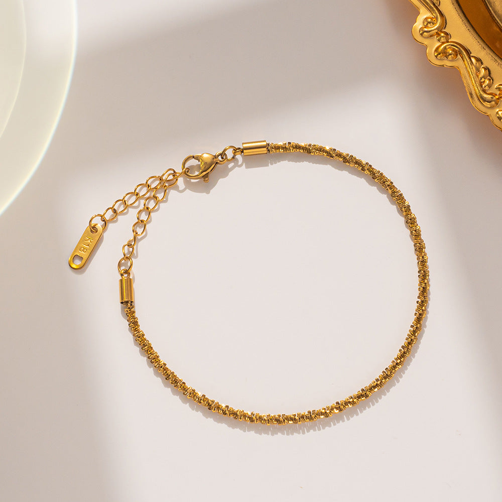 Minimalist 18K Gold Plated Titanium Steel Star Bracelet for Women