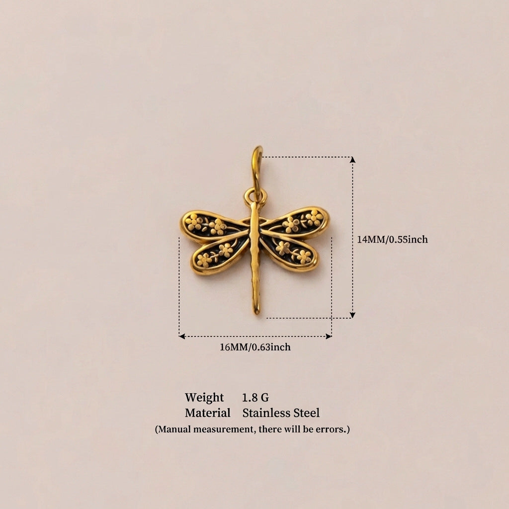 Vintage 18K Gold PVD Stainless Steel Animal Charm Bar