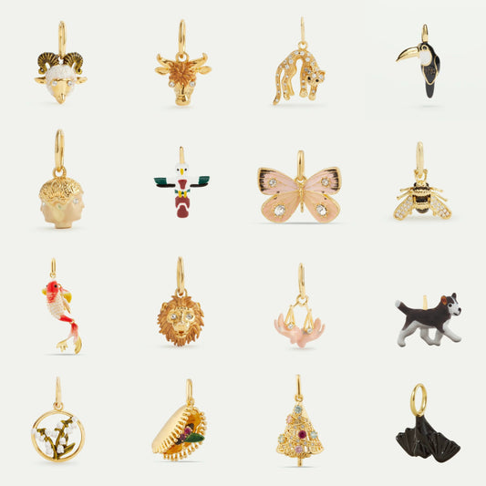 18K Gold Plated Brass Animal Charm Bar Necklace for Unisex