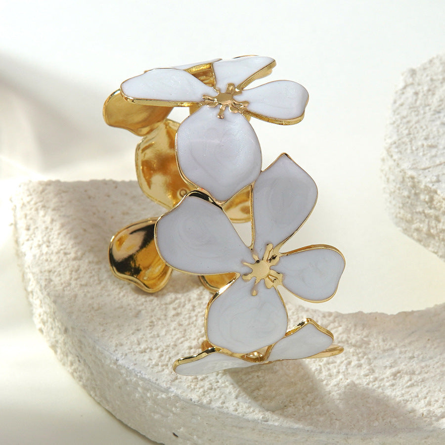 Minimalist Elegant Floral Drip Oil Stainless Steel Bracelet