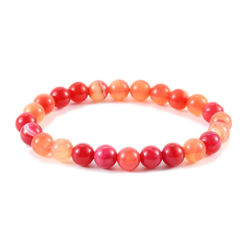 Geometric Natural Stone Agate Beaded Bracelet Unisex Handmade Jewelry