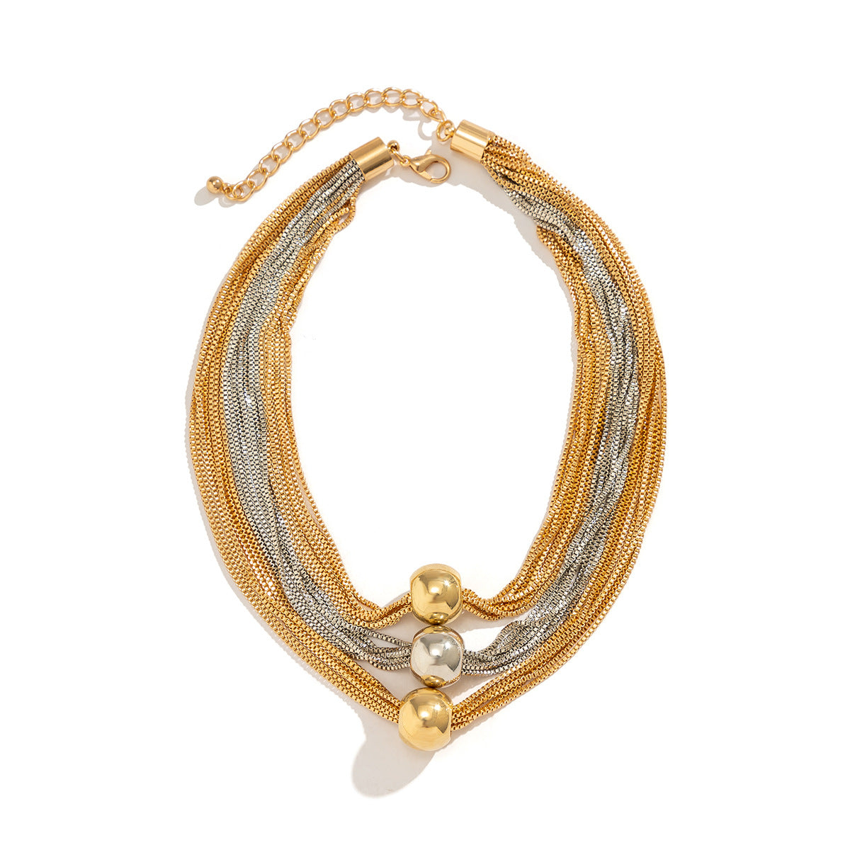 Collana con ciondolo a sfera geometrica minimalista in metallo da donna con finitura placcata e catena a maglie