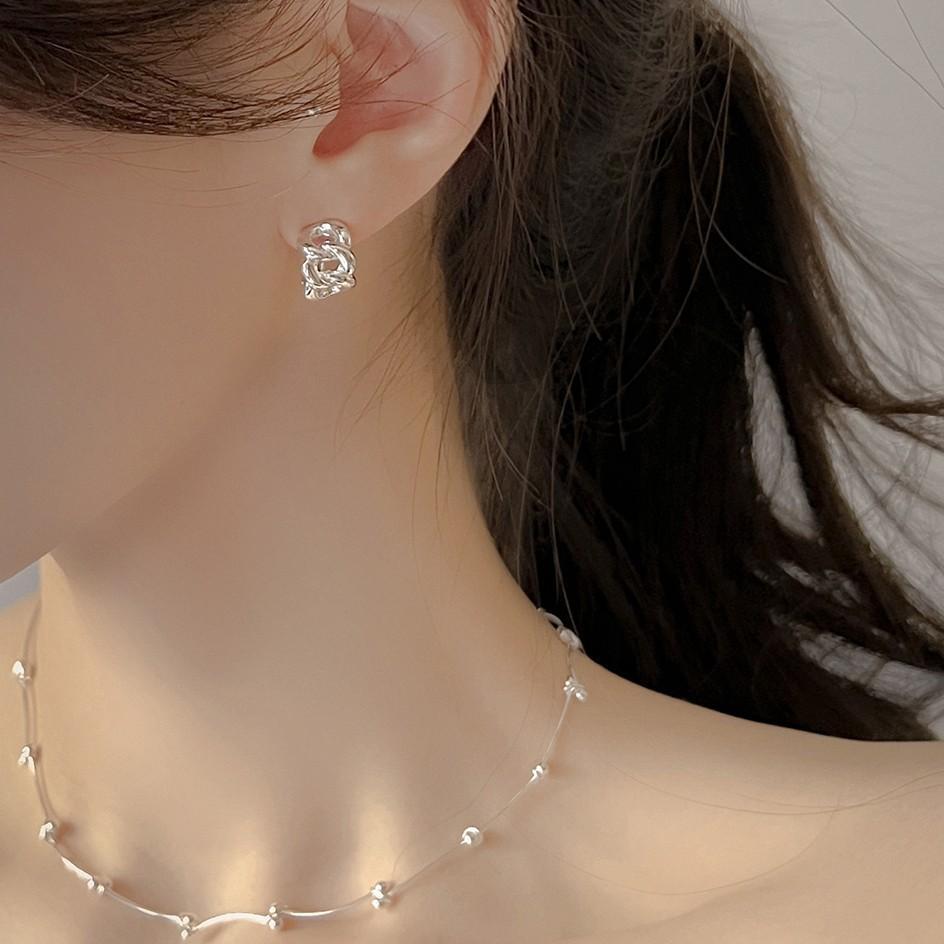 Minimalist 925 Sterling Silver Curb Chain Letter Hoop Earrings for Women