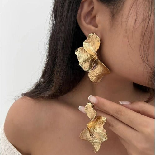 Floral Plated Alloy Earrings for Women