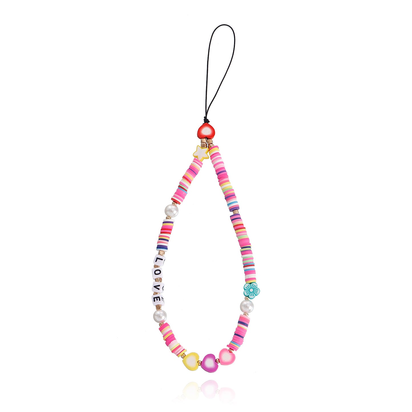 Elegante ciondolo per telefono da donna Chic LOVE Letter Evil Eye con corpo in lega e finitura galvanizzata, cordino per telefono intrecciato a mano