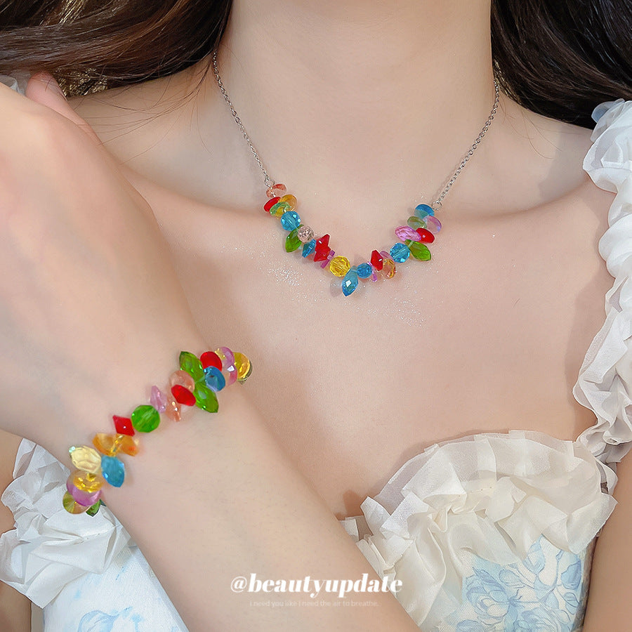 Set collana e bracciale da donna con cristallo a goccia Sweet Heart
