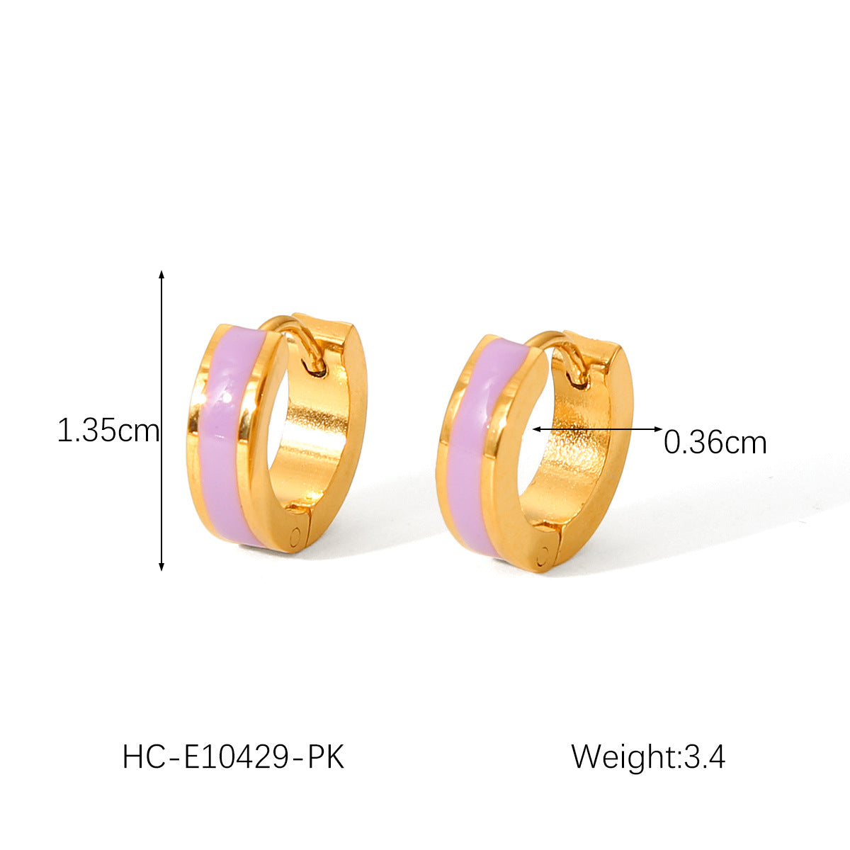 Minimalist Geometric Titanium Steel Earrings with 18K Gold Plating and Colorful Enamel Finish for Women